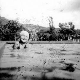 Heather Newby at Dixon Park Pool, Greymouth. ca.1956.