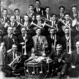 Runanga Band with new instruments.1920.