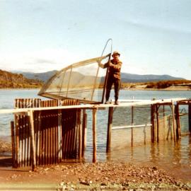  Gibby Anderson on his stand whitebaiting on the banks of the Jacobs - Bruce Bay