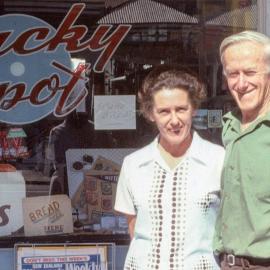 Jim Stephen outside his Reefton business, Lucky Spot