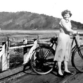 Kath O'Sullivan, nee Mitchell, on Cronadun Bridge by Mitchells place 1953.