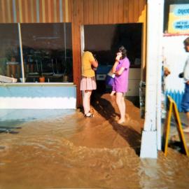 Reefton flood outside Tearooms in Broadway, 14th April 1974.