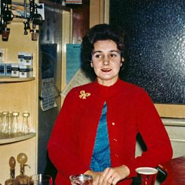 Ivy McGuire -  the Proprietress of the Dominion Hotel, serving behind the Bar, Blackball .1963.
