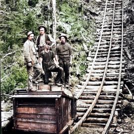 Tom Sullivan standing on the left, and some of his men at the Waiuta Goldmine