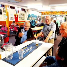 Steam Loco men from the Coast -  Keith " Sparky" Dey, Barry McDonagh, John Prince and Mick Freitas.