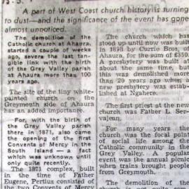 ALBUM - Ahaura Catholic Church - demolished in March,1976.