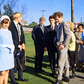 Wedding of Pres Reynolds and Margaret Friend - outside St. John's Presbyterian Church,Greymouth.1968.