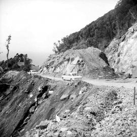 Cars on the new Haast Road.1966.