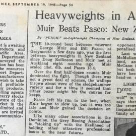 Greymouth Boxing article in the New Zealand Freelance - 19/09/1945 - George Muir.
