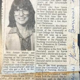 Janice Morse nee Hambleton - trained as a nurse 1963 to 1966.