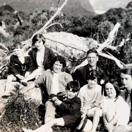 Sullivan family near the base of the Fox Glacier.1920’s .