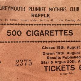 Plunket raffle for 500 cigarettes