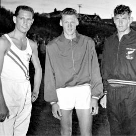 Athletes - Philpot , Robinson and  Snell visiting Anzac Park. 1961 & 62 season.