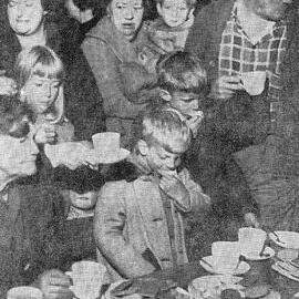 Evacuated families at Reefton civil defence headquarters - Inangahua Earthquake.1968.