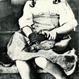Young girl from the  Buller District - polishing boots before school.1911.