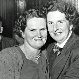 Jane Bell and her sister-in-law, Pat Molloy posing at the Moana Hall.1940`s.