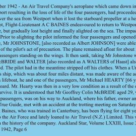 1942 plane crash in sea off Westport