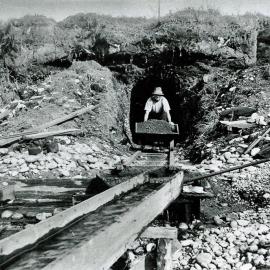  A Gold Miner brings paydirt out from his small gold claim at Addisons .ca.1920 - 30.