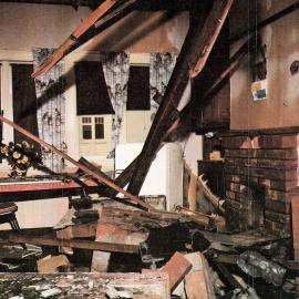 Interior of one of the earthquake damaged house at Inangahua.Fri, May 24,1968