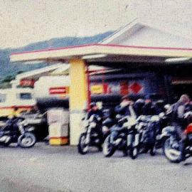 Parfitt Motors Runanga - Shell tanker filling tanks, Epitaph riders filling tanks ,Mrs Flood's house to the right. 