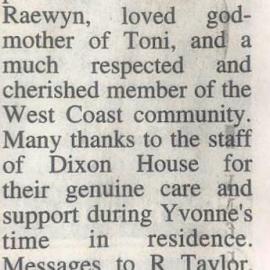 OBITUARY - Yvonne June Davison - September 28th, 2022.