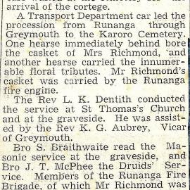 Grey Star report - Following the loss of Runanga Post Master Jim Richmond and his wife Molly. 