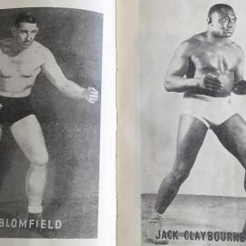 Lofty Blomfield and Jack Claybourne who wrestled in the Greymouth town hall