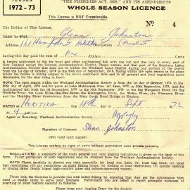 Westland Acclimatisation District fishing licence.
