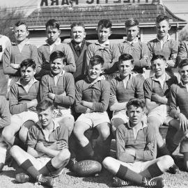 West Coast Rugby League team at New Brighton Athletic park.1950.