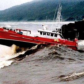 62-Ft. Longliner Fishing boat crossing the bar at the Grey River.