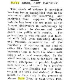 Baty Bros milk factory at Coal Creek/Sunshine ice cream