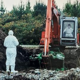 Excavation of dumped Sodium Fluoroacetate - north of Hokitika.2001.