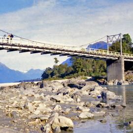 Old Arawhata suspension bridge.ca.mid 1960`s.