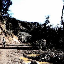 ALBUM - Haast Pass road building below Knights Point between Viney & Murphys Creek. 1953.