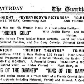 "A Night at the Pictures"  - Hokitika Guardian. mid 1930's.