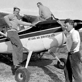 Don Middleton and two Colleagues,  Mount Cook Air Services.Hokitika.1962.