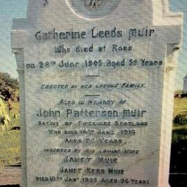 John Patterson Muir memorial in Ross cemetery and his Grandson`s memorial in Main St Ross.