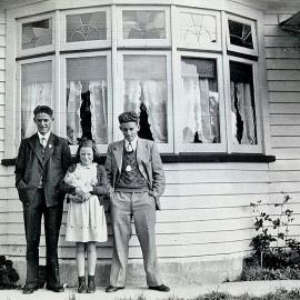 Colin McMillan with his sister Elaine,and a family friend.Harihari.ca.1959 *PHOTO ALBUM*