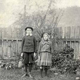 Arnold and Vera Parkinson ( Parkinson`s Chemist) -  off to school.Greymouth.ca.1910.