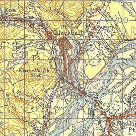 1944 one inch to one mile map sheet S44 showing route from Ngahere via Blackball to Roa.