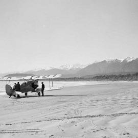 De Havilland Fox Moth biplane, Bruce Bay, West Coast.ca.1930`s.