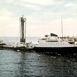 The m.v. Totara of the Anchor Shipping & Foundry Co. Ltd. clears the entrance to Greymouth.