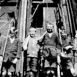 Blacks Point boys after a day at work - Tom Galway at left, and Bill Galway at right. Tom was B.1914 - Passed away at 103yrs.