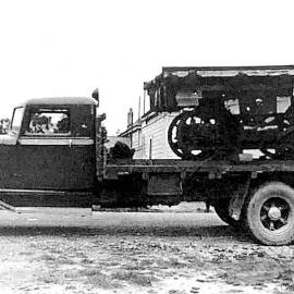 No. 8  loaded for Karamea -  John Burley by front wheel, Cobden St Westport.