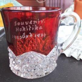 Personalised Mug from Hokitika Exhibition -"Len" on reverse side,(Len Schaef) .1924.