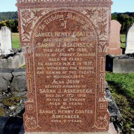 An interesting Headstone at Ahaura Cemetery -  note the Waitangi reference.