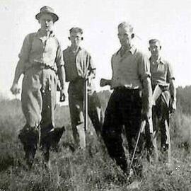 ALBUM - The Beck, O'Leary and O'Callaghan families on a  duck shooting and fishing trip.Arahura.1949.
