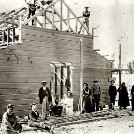 Tairea Wharenui being built Taapuwai , Arahura - Bill  McIntosh and Jim Kirk in photo.