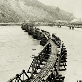 The two historical bridges over the Grey River - early 1950's.