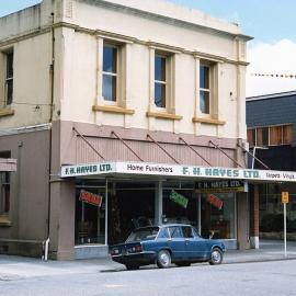  F H HAYES. Mackay Street,Greymouth - replaced by the CAMEO and WESTPAC BANK.1987.